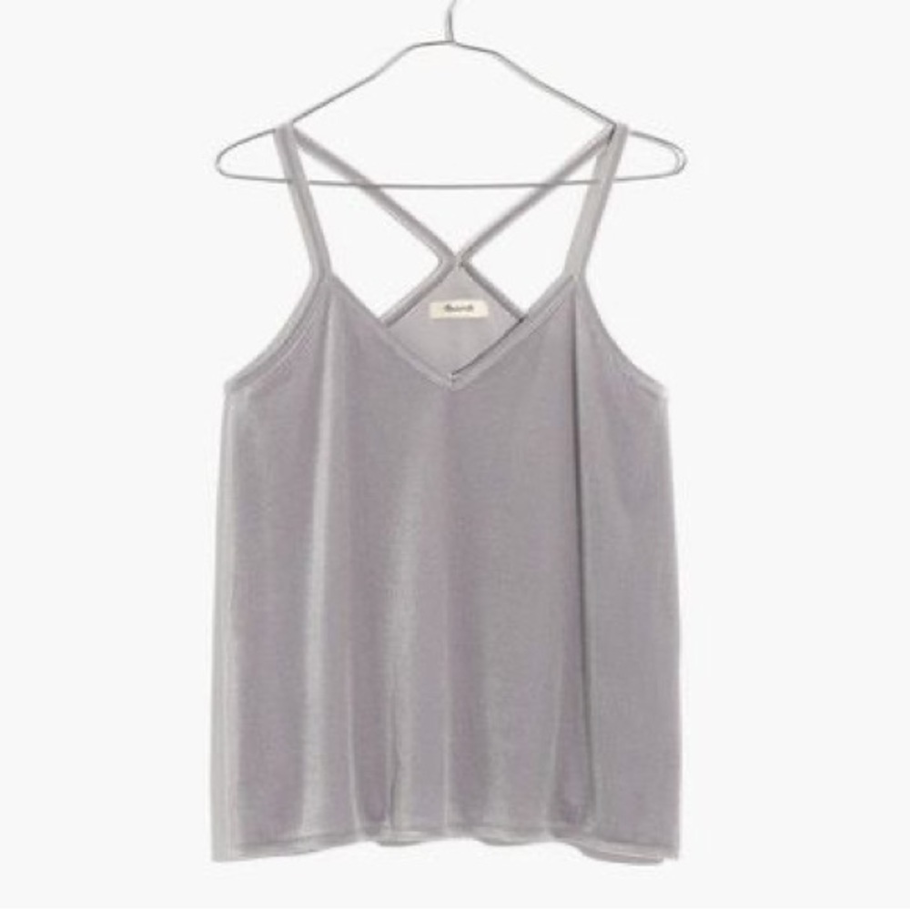 MADEWELL Velvet Halter Cami Top Pajama Coastal Fog Gray Size Medium